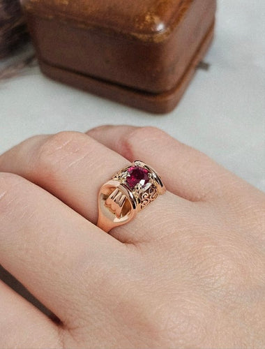 Bague 55 Bague dôme rubis composite en or rose 18 carats 58 Facettes 674