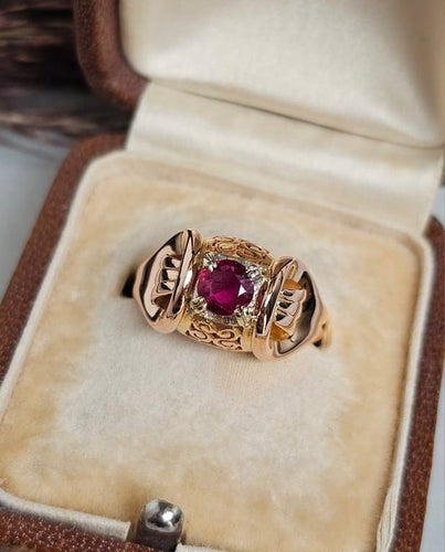 Bague 55 Bague dôme rubis composite en or rose 18 carats 58 Facettes 674