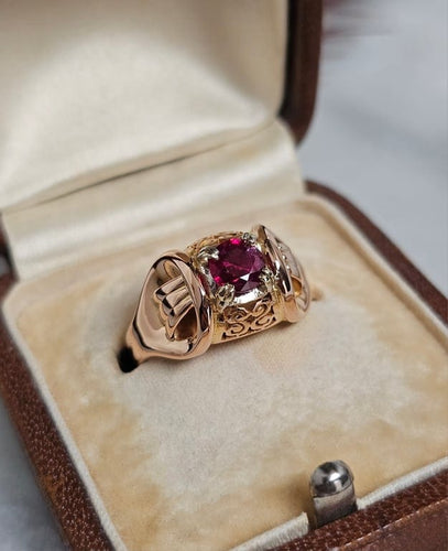 Bague 55 Bague dôme rubis composite en or rose 18 carats 58 Facettes 674