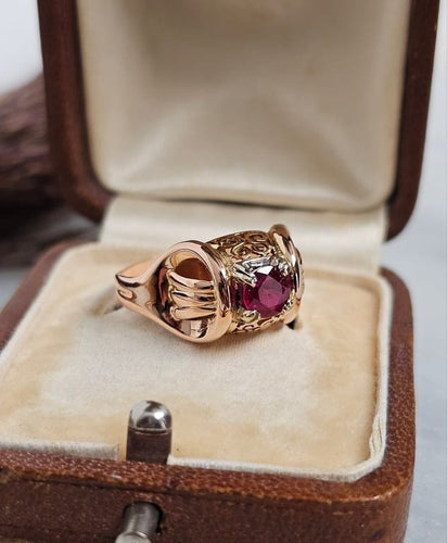 Bague 55 Bague dôme rubis composite en or rose 18 carats 58 Facettes 674
