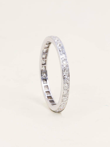 Bague 50 Alliance ancienne platine diamants taille ancienne 0,50 carat 58 Facettes 1206.3
