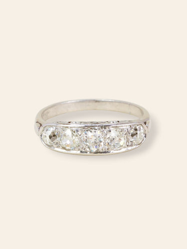 Bague 51.5 Bague jarretière platine diamants taille ancienne 58 Facettes 1164.1