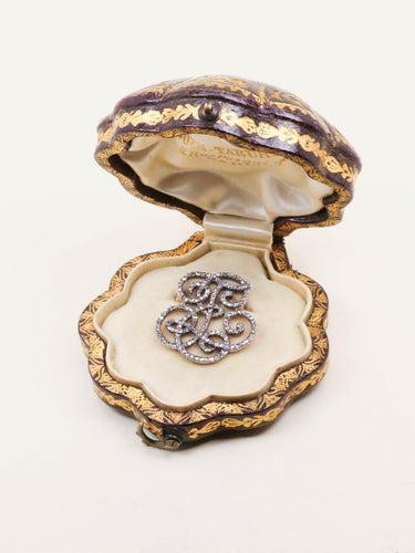 Broche BOIN TABURET Broche monogramme E.T diamants taille rose 58 Facettes 1210.6