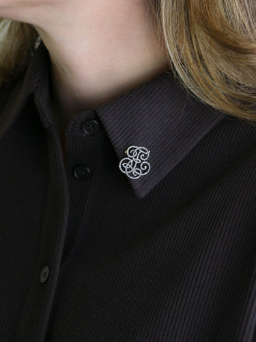 Broche BOIN TABURET Broche monogramme E.T diamants taille rose 58 Facettes 1210.6