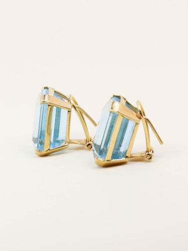 Boucles d'oreilles Boucles d'oreilles or jaune aigue marine 30 carats 58 Facettes 1225.2