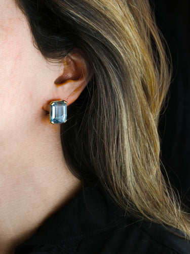 Boucles d'oreilles Boucles d'oreilles or jaune aigue marine 30 carats 58 Facettes 1225.2