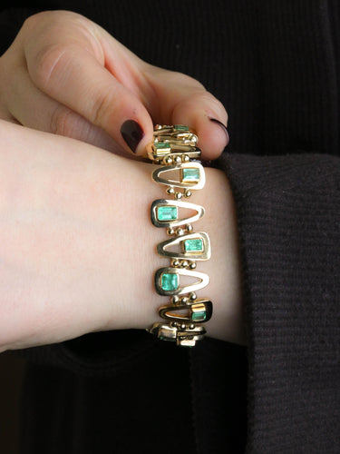 Bracelet Bracelet vintage or jaune émeraudes 5,5 carats 58 Facettes 1262.2