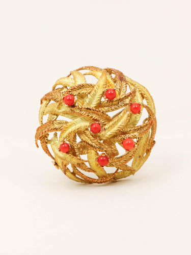Broche Broche feuillle or jaune corail 58 Facettes 1204.3