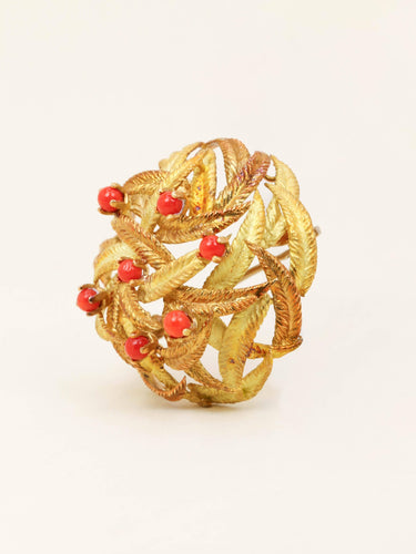 Broche Broche feuillle or jaune corail 58 Facettes 1204.3
