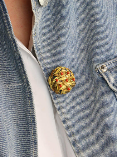 Broche Broche feuillle or jaune corail 58 Facettes 1204.3