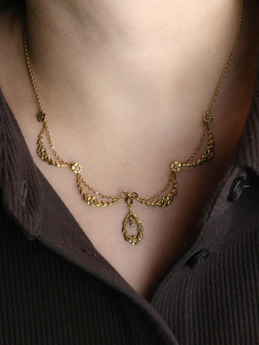 Collier Collier draperie Art Nouveau or jaune perles 58 Facettes 1230