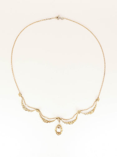 Collier Collier draperie Art Nouveau or jaune perles 58 Facettes 1230