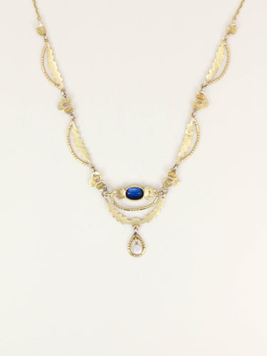 Collier Collier draperie Art Nouveau or jaune saphir perle 58 Facettes 1236.2