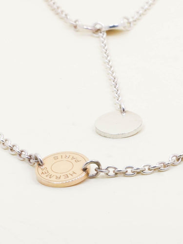 Collier HERMES Sautoir Ex-libris argent or rose 58 Facettes 1218.6
