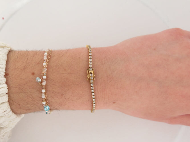 Bracelet bracelet SANS MARQUE maille tennis diamants 0.25ct 17cm or jaune 18k 7g 58 Facettes 273091