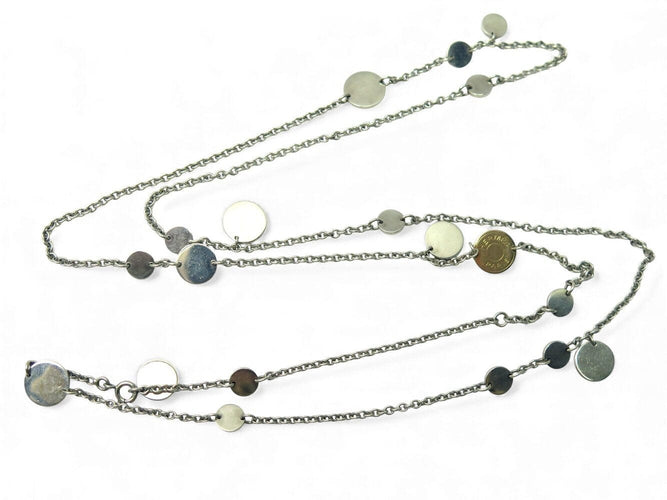 Collier collier HERMES sautoir confettis ex-libris en argent 925 or jaune 58 Facettes 271754