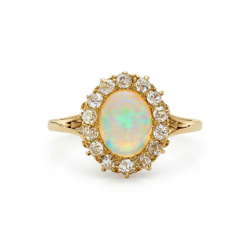 Bague Bague ovale opale 0,70 ct et diamants en or jaune 18 ct 58 Facettes VI-0001