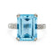 Bague 53 Bague vintage Art déco en or blanc 18 ct avec aigue-marine et diamants 58 Facettes VI-0031