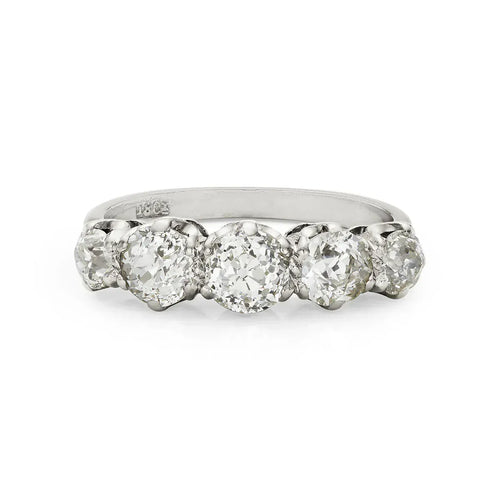 Bague Bague cinq pierres vintage en or blanc 18 ct et diamants 1,85 ct 58 Facettes VI-0004