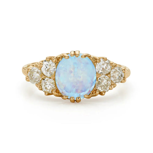 Bague Bague victorienne en or jaune 18 ct avec opale et diamants 58 Facettes VI-0002