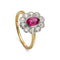 Bague Bague cluster édouardienne en or jaune et platine, rubis et diamants 58 Facettes VI-0003
