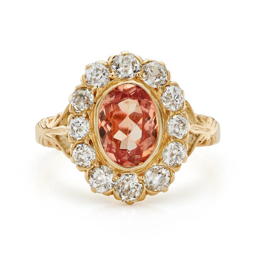 Bague Reimagined - Bague cluster topaze impériale 1,93 ct et diamants en or jaune 18 ct 58 Facettes EW-0022