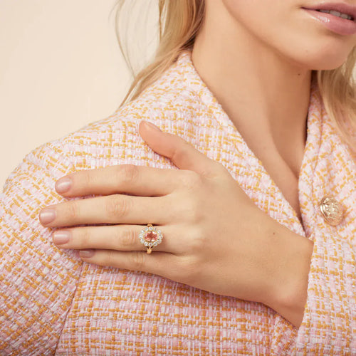 Bague Reimagined - Bague cluster topaze impériale 1,93 ct et diamants en or jaune 18 ct 58 Facettes EW-0022