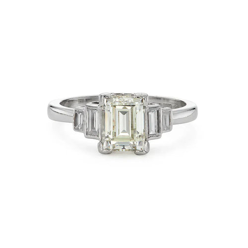 Bague 52 Bague de fiançailles en platine avec diamant taille émeraude 1,40 ct 58 Facettes VI-0017