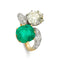 Bague 54.5 Toi et Moi édouardienne - Bague en or jaune 18 ct, platine, émeraude et diamant 58 Facettes VI-0007