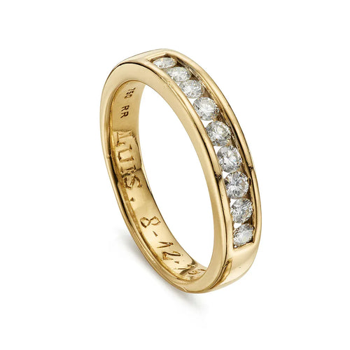Bague Bague demi-alliance vintage en or jaune 18 ct et diamants 0,50 ct 58 Facettes VI-0015