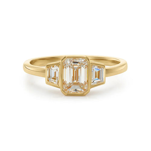 Bague 51 Signature - Bague trois pierres en or jaune 18K et diamants 1,40 ct 58 Facettes EW-0010