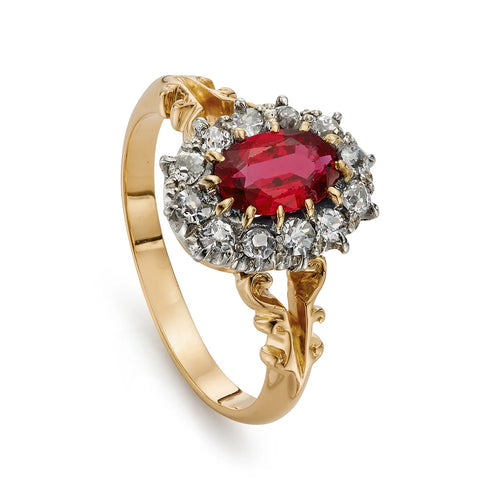 Bague 58 Bague victorienne en or jaune 18 ct avec rubis et diamants 58 Facettes VI-0010
