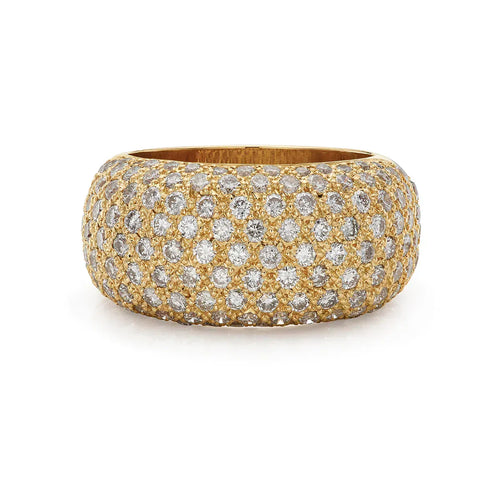 Bague 53 Bague bombée en or jaune 18 ct pavée de diamants 1,55 ct 58 Facettes VI-0030