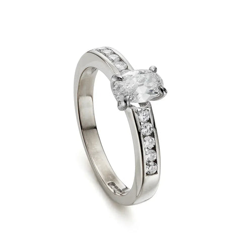 Bague 50 Bague de fiançailles 0,65 ct en or blanc 18 ct et diamants 58 Facettes VI-0013
