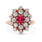 Bague Victorien - Bague cluster en or jaune 14 ct rubis et diamants 58 Facettes VI-0025