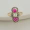 Bague 55 Bague trilogie Art déco en or jaune 585 avec diamant et rubis 58 Facettes 3136