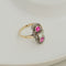 Bague 55 Bague trilogie Art déco en or jaune 585 avec diamant et rubis 58 Facettes 3136