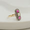 Bague 55 Bague trilogie Art déco en or jaune 585 avec diamant et rubis 58 Facettes 3136