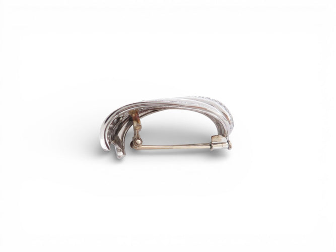 Broche broche 1960 sertie diamants baguette & ronds 9ct platine 15.4gr 58 Facettes 273027