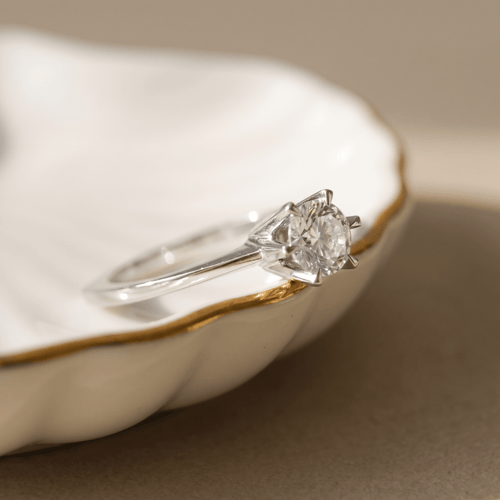Bague 54 Solitaire - Bague en or blanc 750 avec diamant 58 Facettes 2917