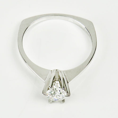 Bague 54 Bague solitaire en or blanc 750 avec diamant 0,50 ct 58 Facettes 2917