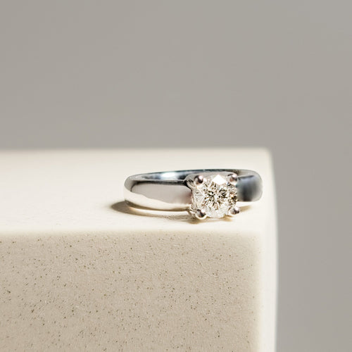 Bague 52 Solitaire - Bague solitaire en or blanc 18 carats et diamant 58 Facettes 2343