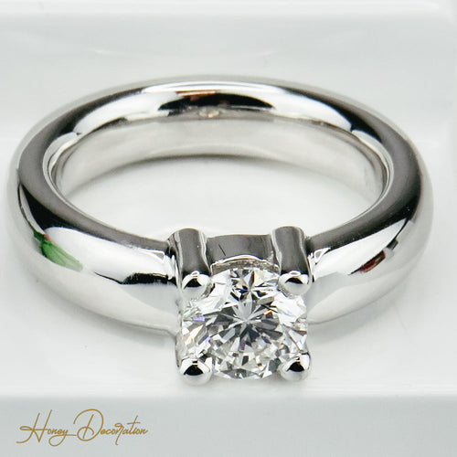 Bague 52 Solitaire - Bague solitaire en or blanc 18 carats et diamant 58 Facettes 2343