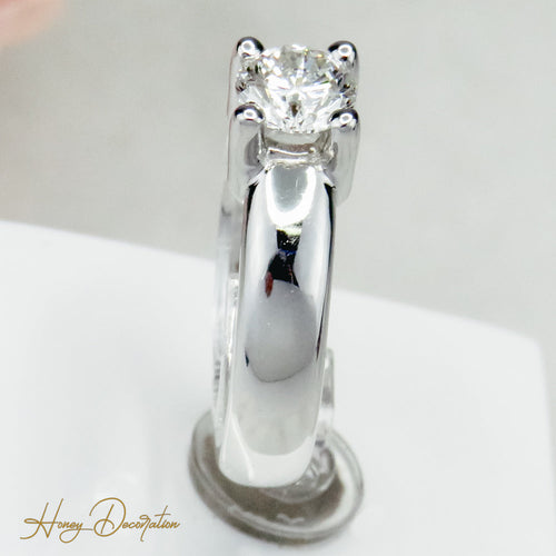 Bague 52 Solitaire - Bague solitaire en or blanc 18 carats et diamant 58 Facettes 2343