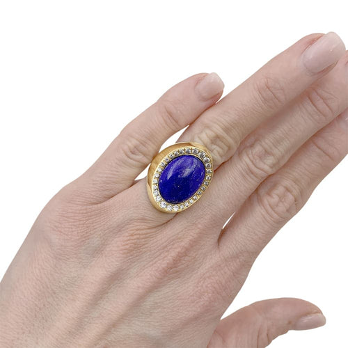 Bague 50 Bague Aldebert, or jaune lapis-lazuli et diamants.35055A 58 Facettes 35055