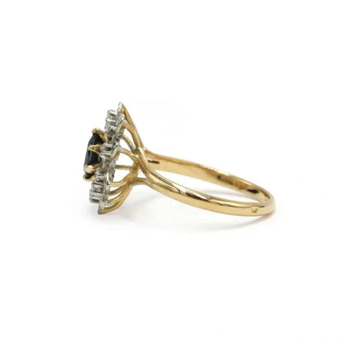 Bague 54 Bague marguerite en or bicolore 750‰, saphir et diamants 58 Facettes 260045R