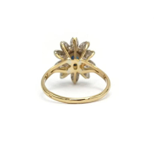 Bague 54 Bague marguerite en or bicolore 750‰, saphir et diamants 58 Facettes 260045R
