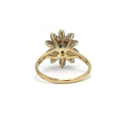 Bague 54 Bague marguerite en or bicolore 750‰, saphir et diamants 58 Facettes 260045R