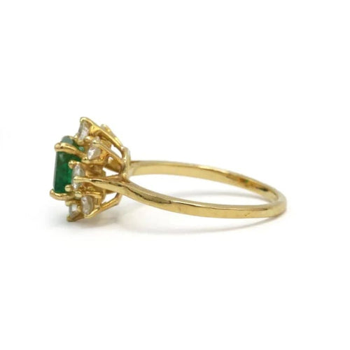 Bague 54 Bague marguerite en or jaune avec émeraude et diamants 58 Facettes 260027R