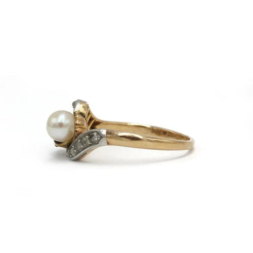 Bague 55 Bague Toi & Moi en or jaune et platine avec saphir et perle 58 Facettes 260031R